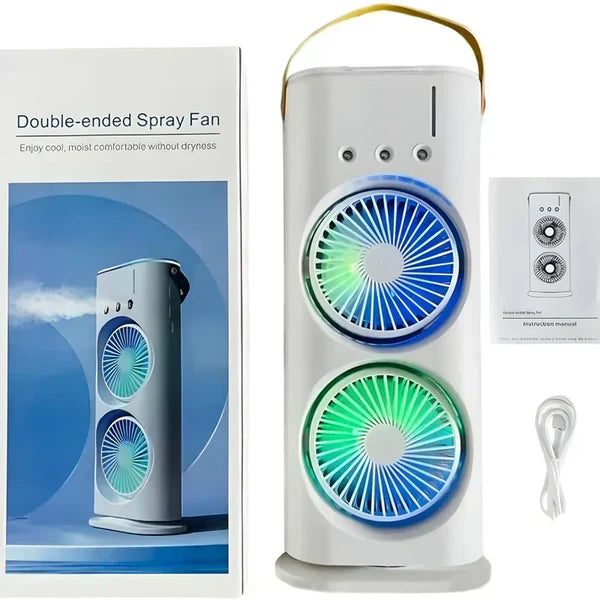 Portable Air Cooler Fan with Dual Fans, Mist, Remote Control, LED Night Light, Timer, Carry Handle, 700ml Tank, USB Powered