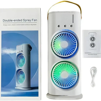 Portable Air Cooler Fan with Dual Fans, Mist, Remote Control, LED Night Light, Timer, Carry Handle, 700ml Tank, USB Powered