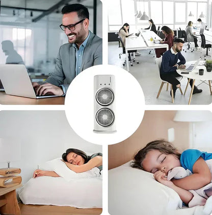Portable Air Cooler Fan with Dual Fans, Mist, Remote Control, LED Night Light, Timer, Carry Handle, 700ml Tank, USB Powered