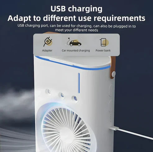 Portable Air Cooler Fan with Dual Fans, Mist, Remote Control, LED Night Light, Timer, Carry Handle, 700ml Tank, USB Powered