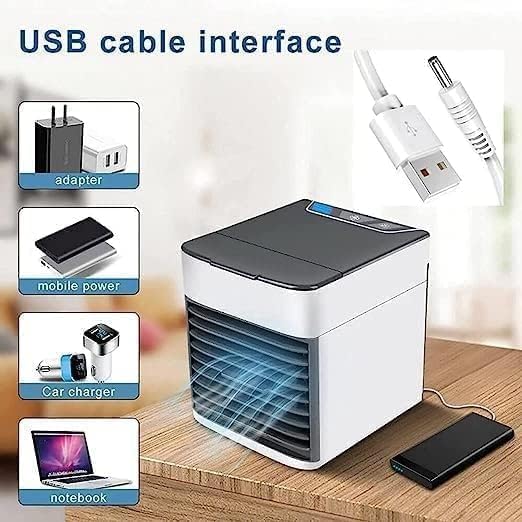Portable Air Cooler – 3-in-1 Evaporative Mini Air Conditioner with 3 Speeds, USB Powered Personal Space Cooler, LED Night Light for Bedroom, Office, Kitchen & Camping