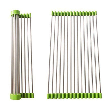 2064 Foldable Drain Rack Kitchen Sink Roll Up Dish Drying Rack Portable Dish Rack